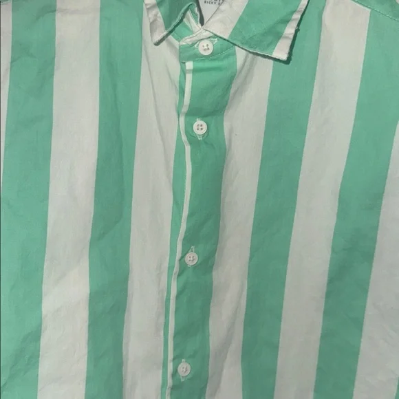 Denim & Flower Mint and White Striped Casual Shirt Size Small Preppy Retro Top - Picture 5 of 5